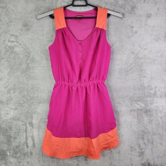 Womens Merona Sleeveless Colorblock Dress Pink & Orange Polyester Size M - Picture 2 of 11